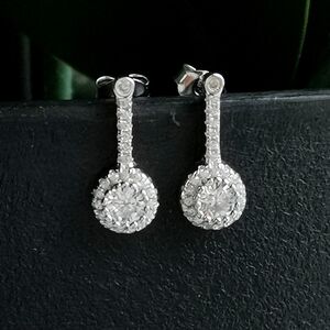 Sterling silver cz drop stud earrings